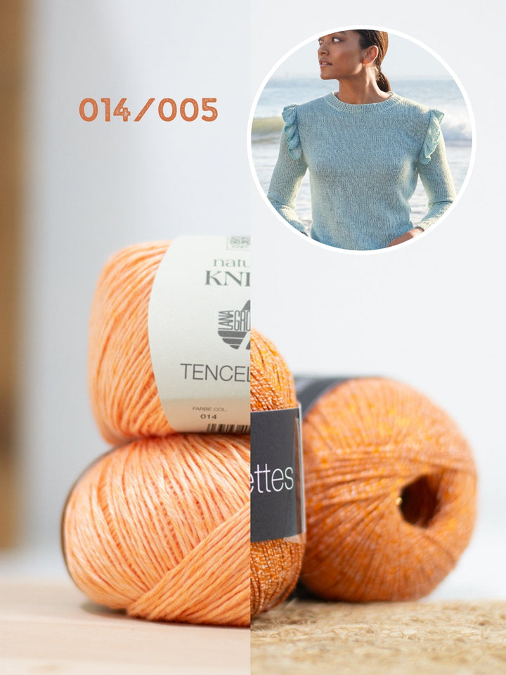 Strickpaket Tencellino Filo Paillettes Pullover mit Rüschen
