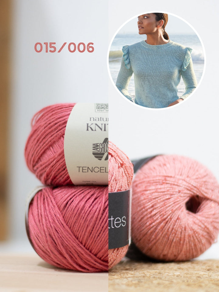 Strickpaket Tencellino Filo Paillettes Pullover mit Rüschen