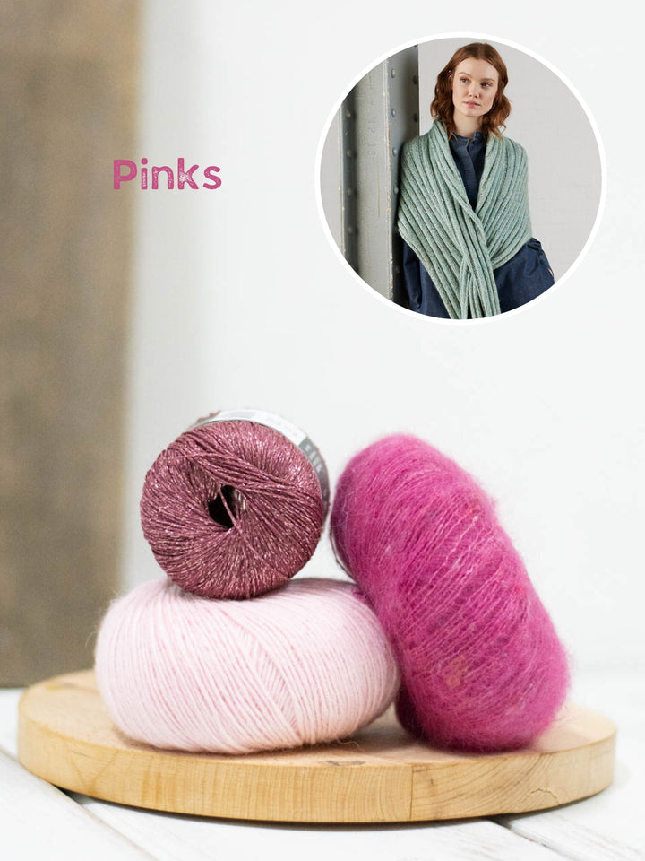Strickpaket Ecopuno, Brillino &amp; Natural Superkid Tweed Rippenstola mit Schlitz