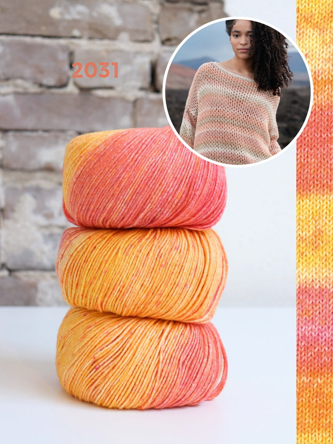 Strickpaket Gomitolo Mambo Pullover mit Ajourmuster