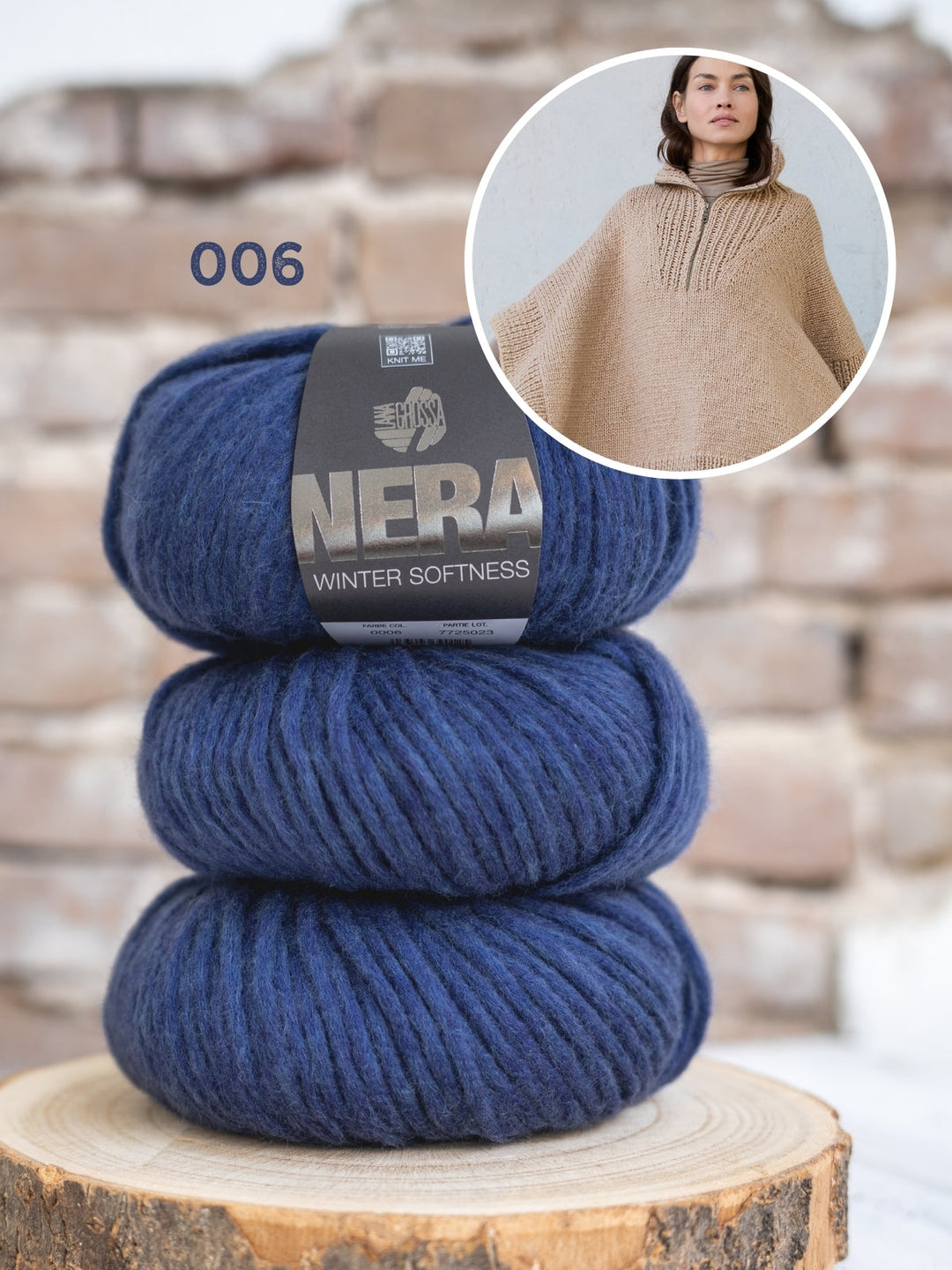 Strickpaket Winter Softness Poncho mit Reißverschluss