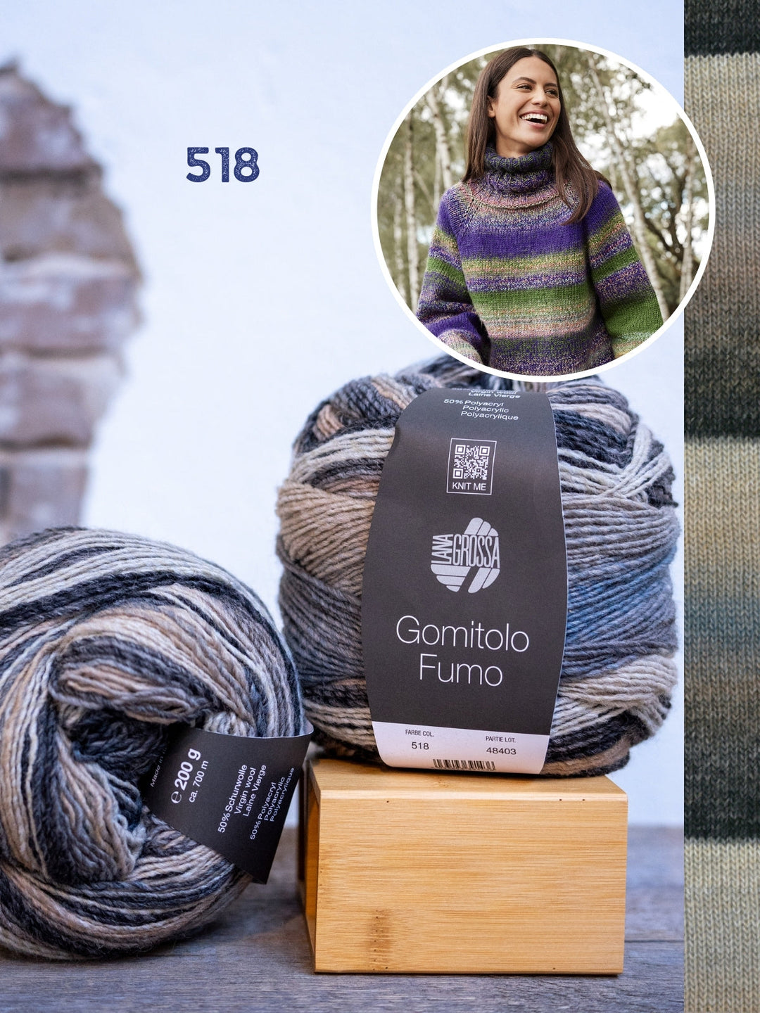 Strickpaket Gomitolo Rollkragenpullover - top-down