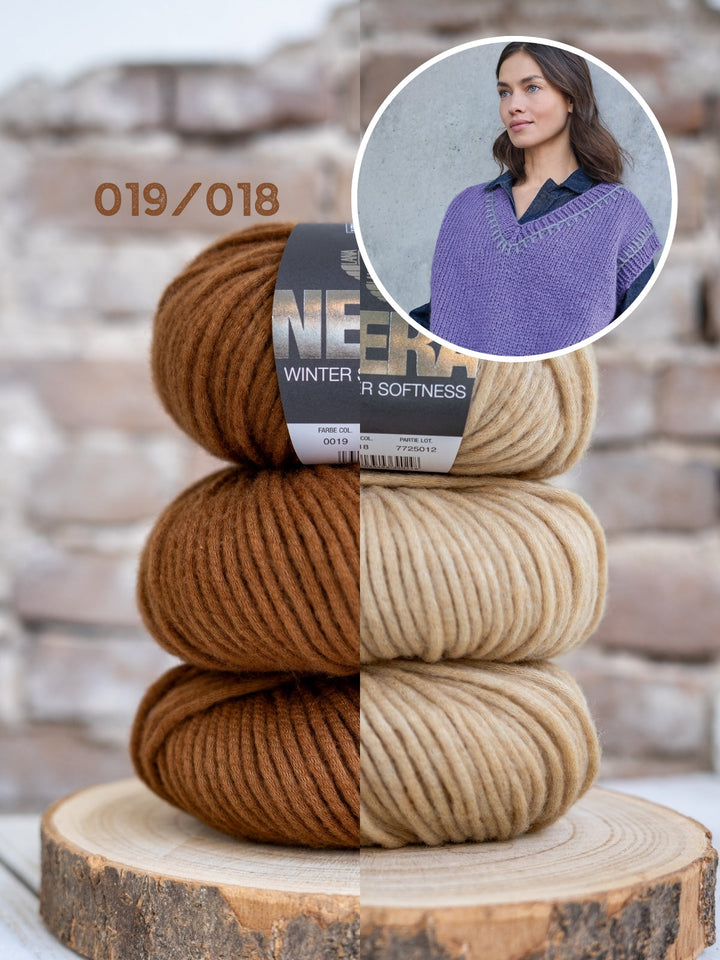 Strickpaket Winter Softness Top-down Pullunder mit V-Ausschnitt
