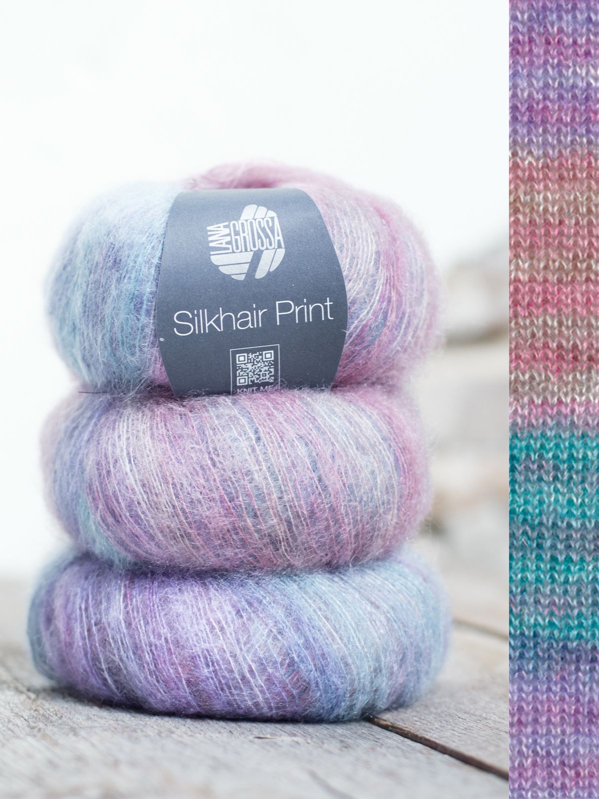 Silkhair Print 426 Blauviolett / Taupe / Türkis