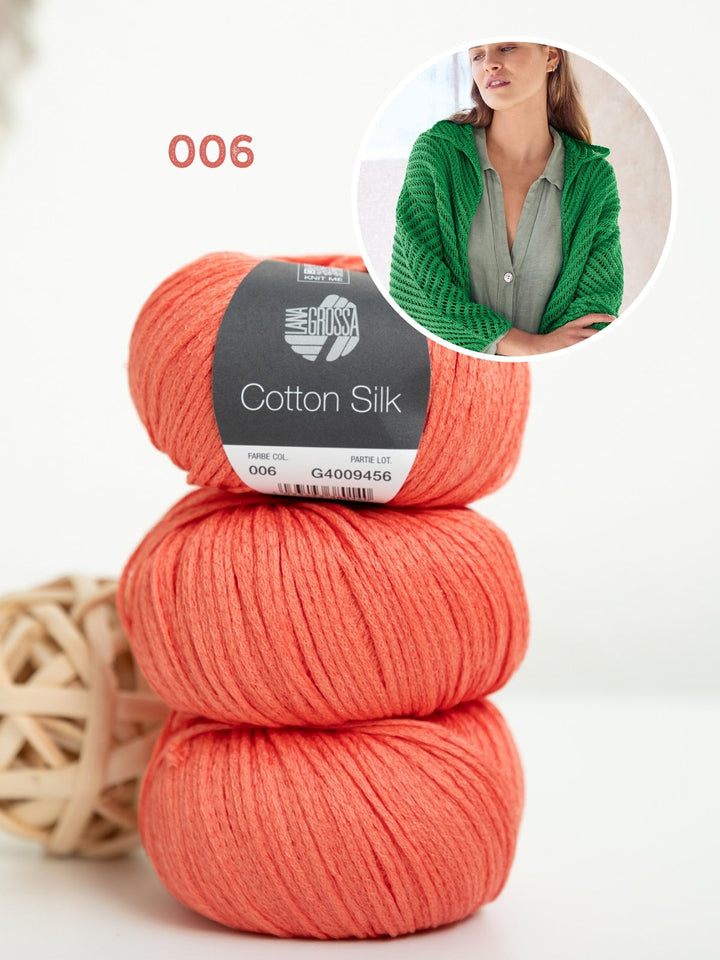 Strickpaket Cotton Silk Jacke mit Fischgrätmuster