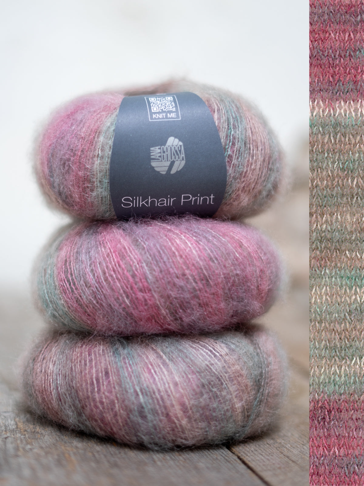 Silkhair Print 436 Taupe / Mintgrün / Hellbeige / Zyklam / Burgund