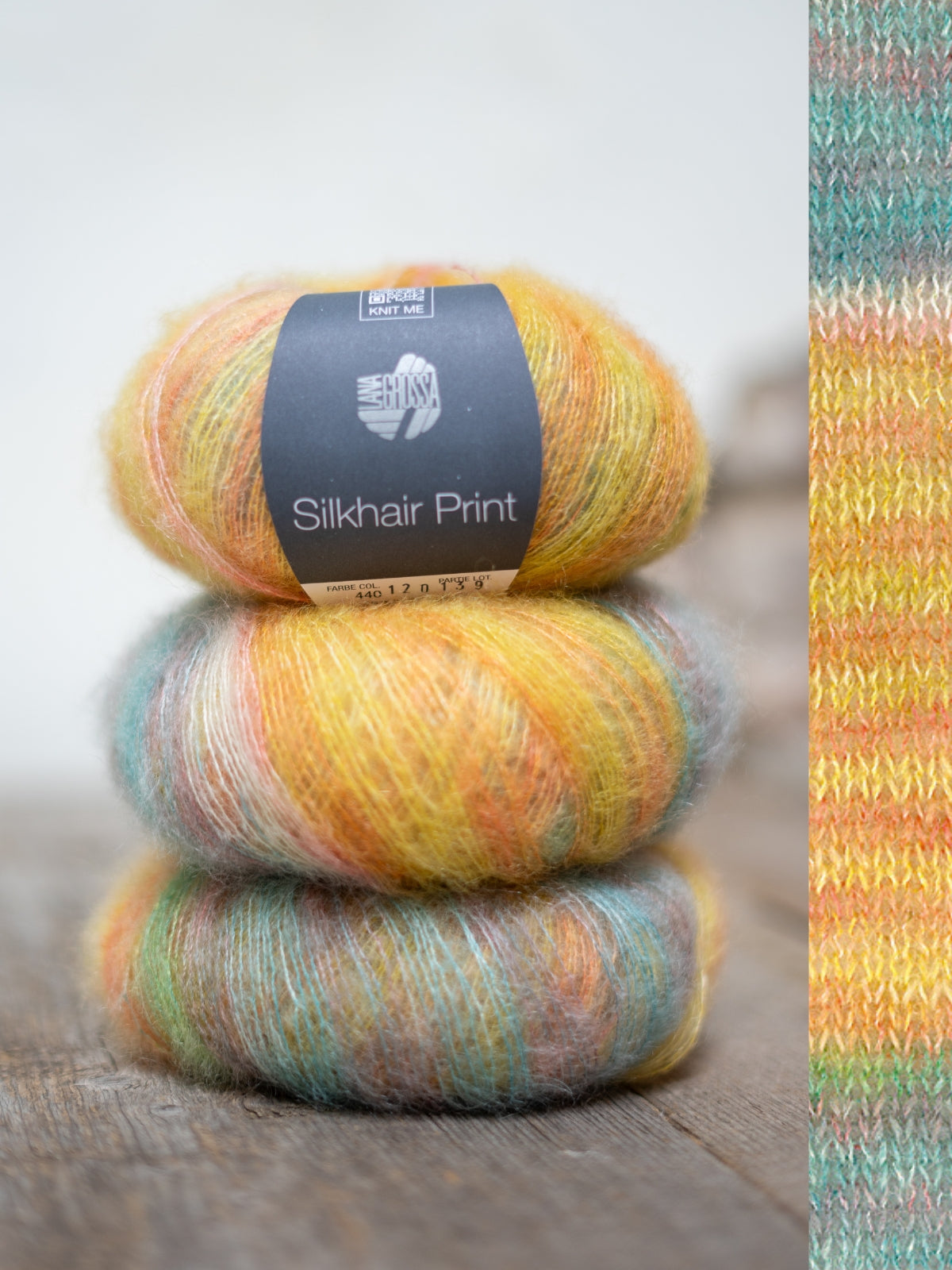 Silkhair Print 440 Vanille / Creme / Orange / Türkis / Senfgelb / Beere