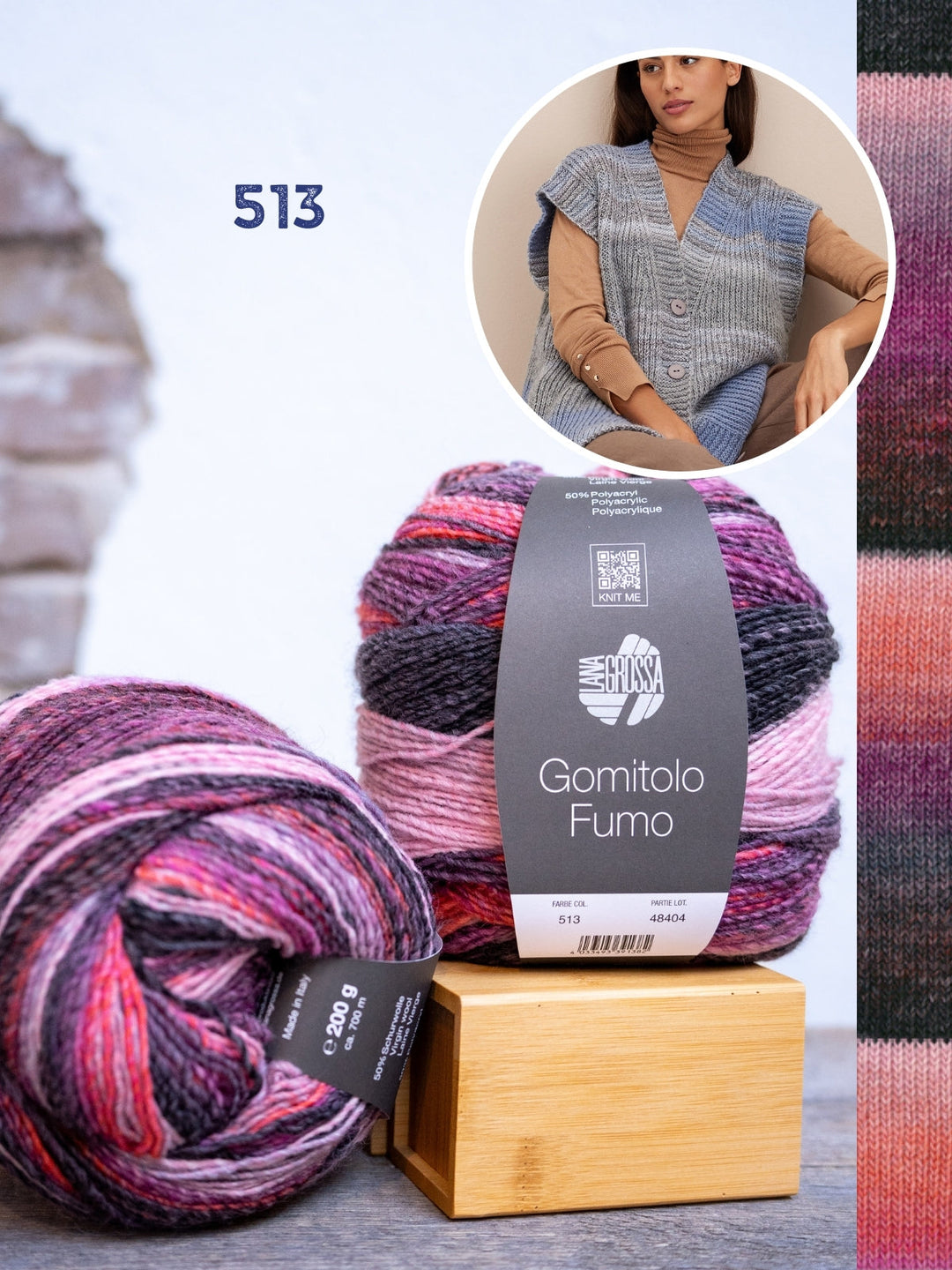 Strickpaket Gomitolo Weste im Halbpatent