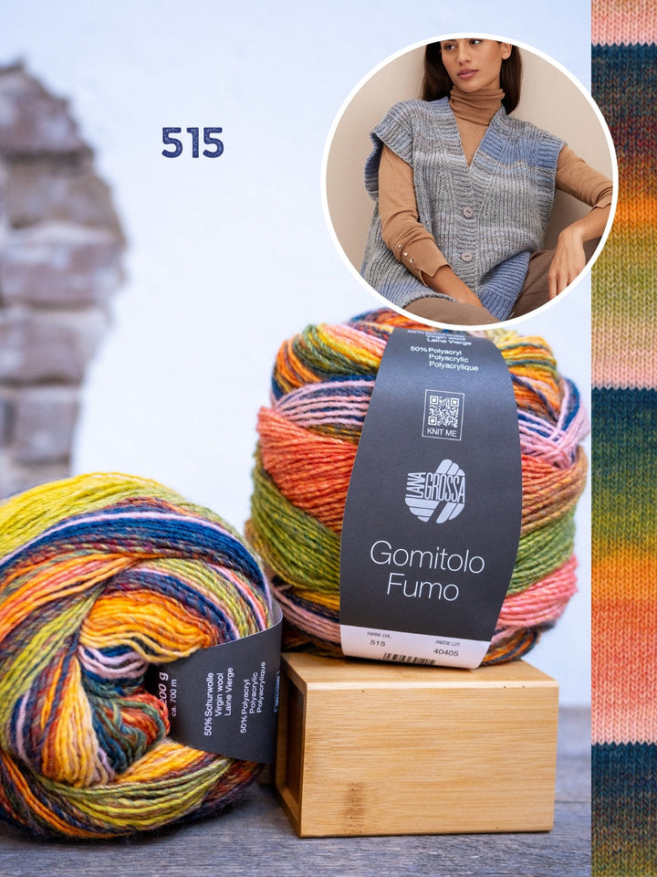 Strickpaket Gomitolo Weste im Halbpatent