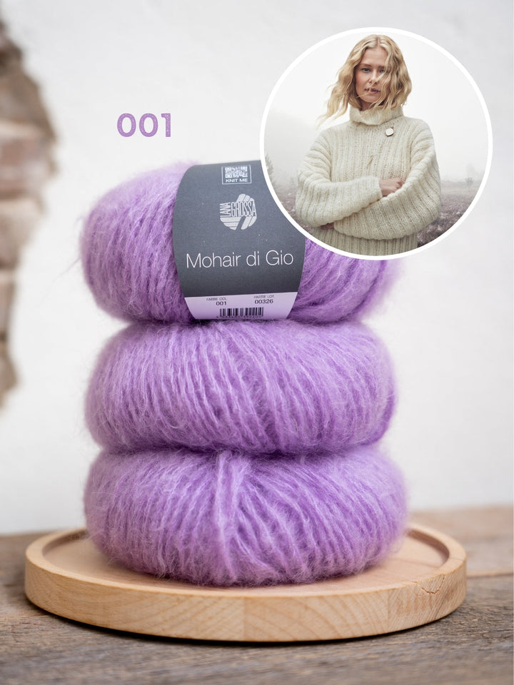 Strickpaket Mohair Di Gio Pullover mit Fledermausärmeln – Top-down