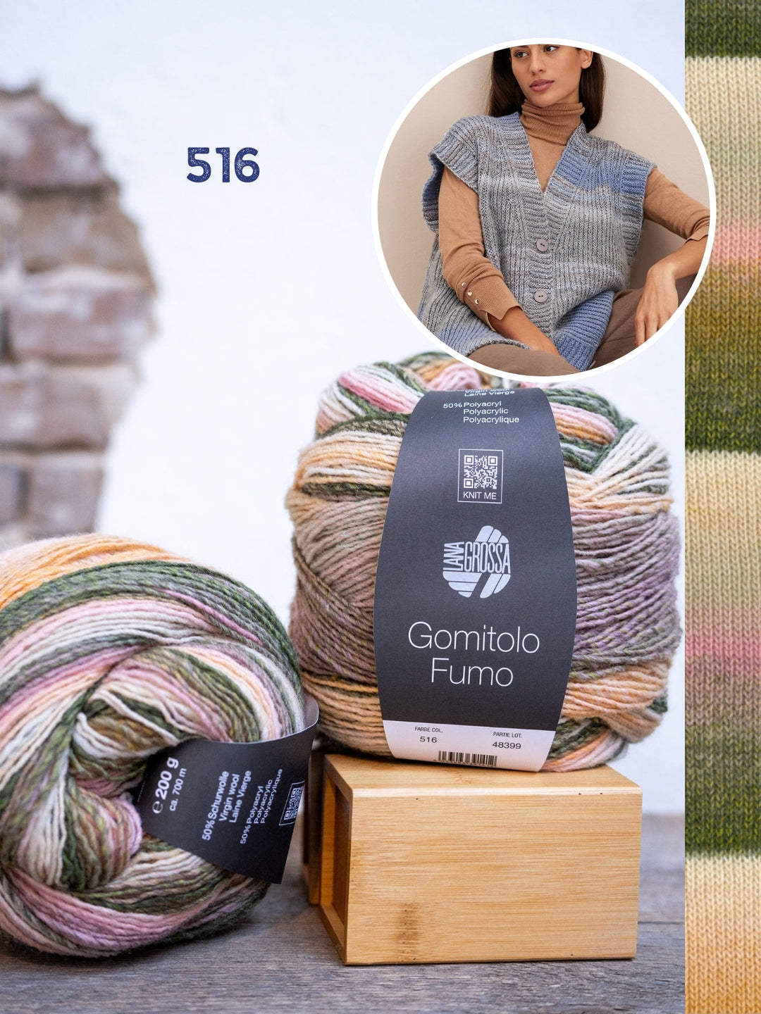 Strickpaket Gomitolo Weste im Halbpatent