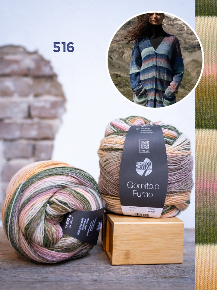 Strickpaket Gomitolo Fumo Top-down Jacke