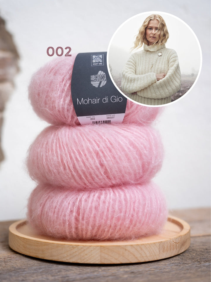 Strickpaket Mohair Di Gio Pullover mit Fledermausärmeln – Top-down