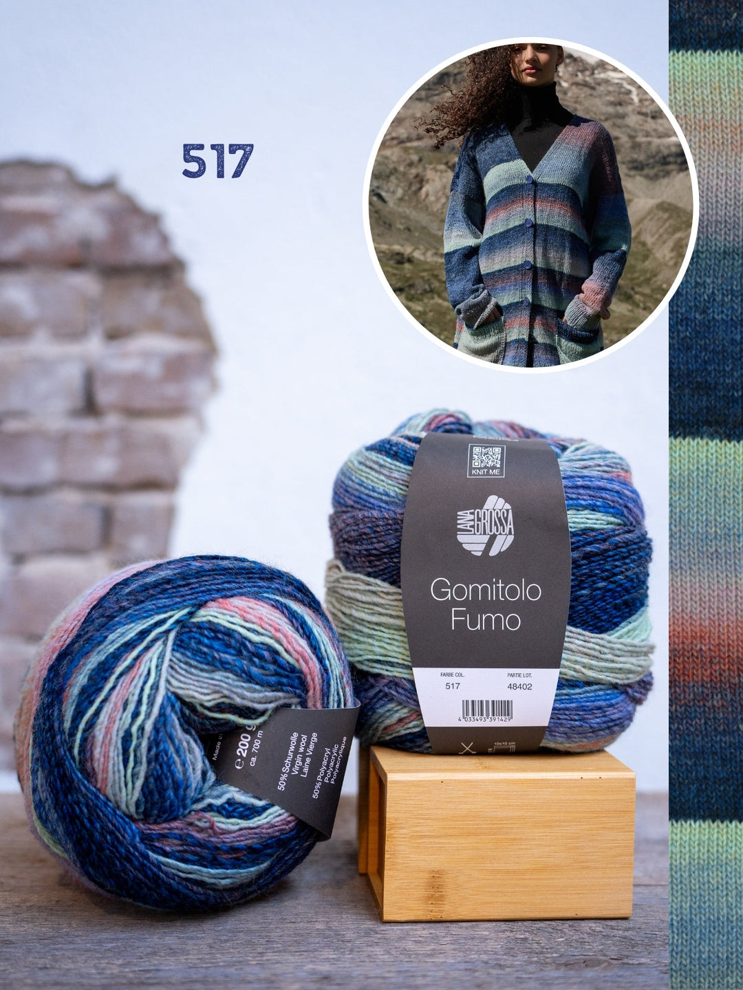 Strickpaket Gomitolo Fumo Top-down Jacke