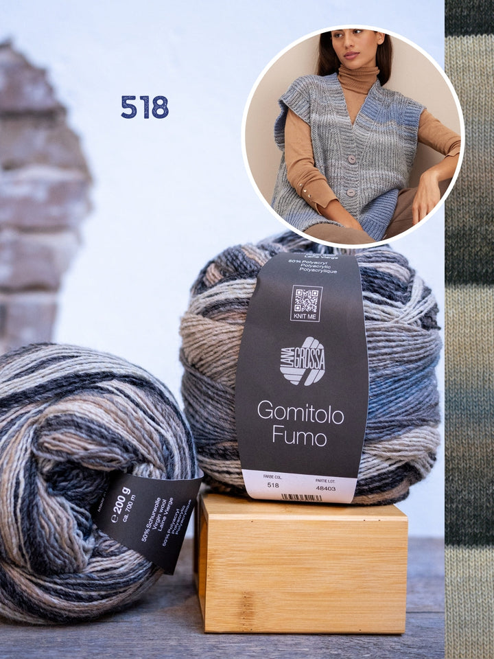 Strickpaket Gomitolo Weste im Halbpatent