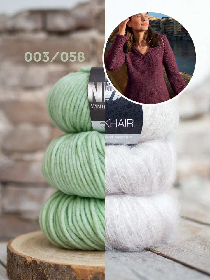 Strickpaket Winter Softness Silkhair V-Ausschnitt-Pullover