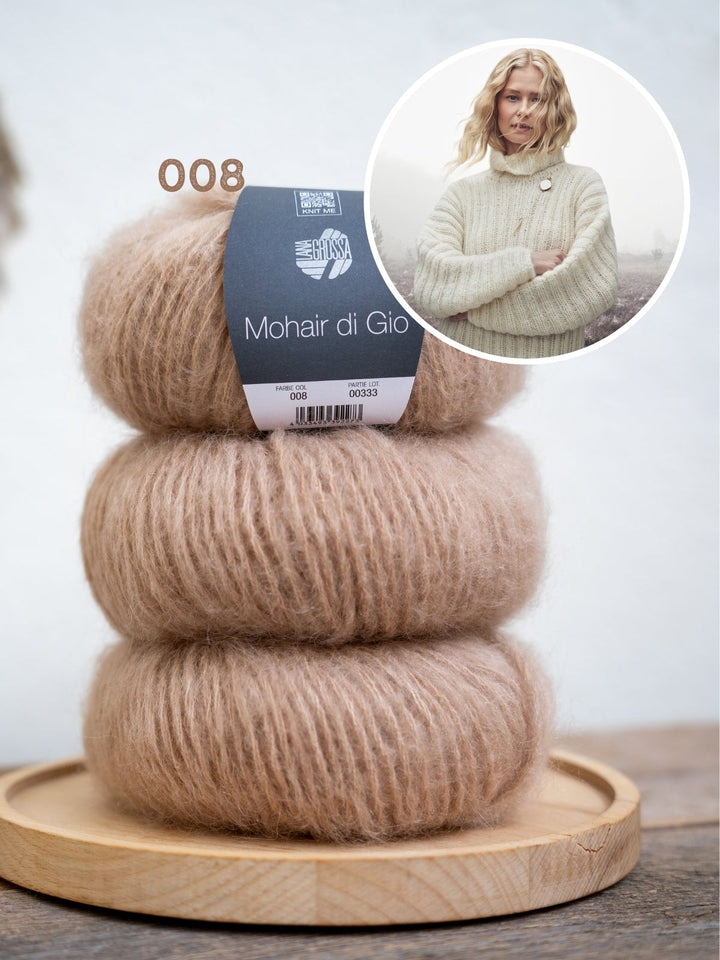 Strickpaket Mohair Di Gio Pullover mit Fledermausärmeln – Top-down