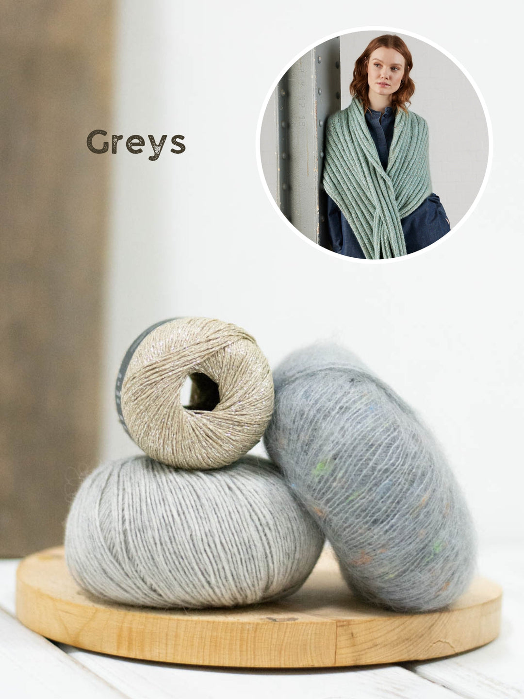 Strickpaket Ecopuno, Brillino &amp; Natural Superkid Tweed Rippenstola mit Schlitz