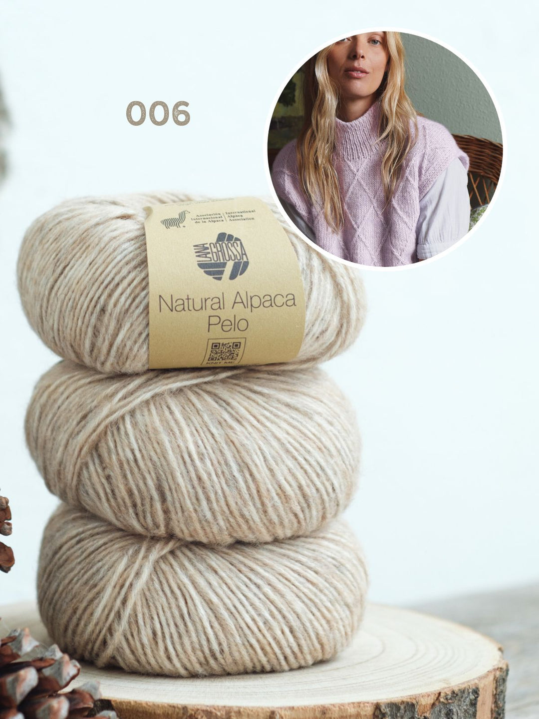 Strickpaket Natural Alpaca Pelo Rautenpullunder