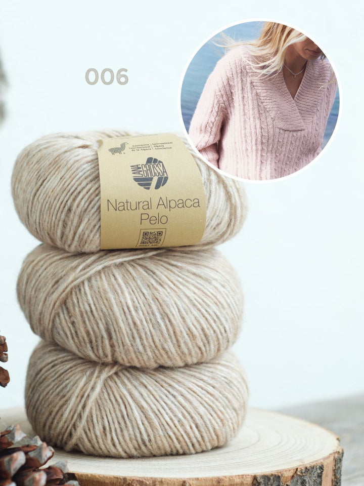 Strickpaket Natural Alpaca Pelo Top-Down Pullover