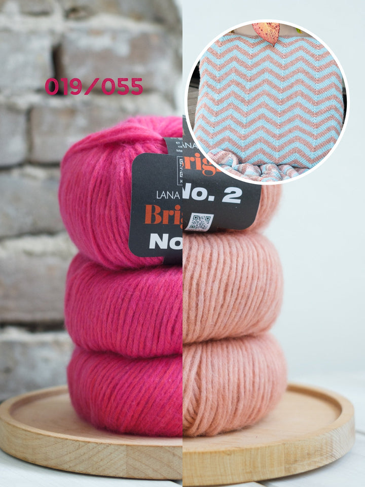 Strickpaket Brigitte No. 2 Zickzack-Kissenhülle