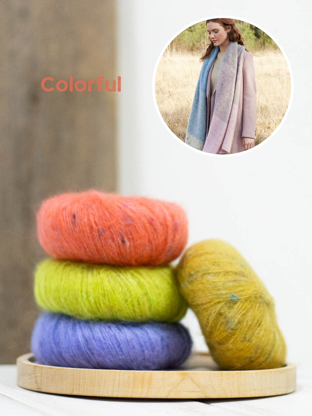 Strickpaket Natural Superkid Tweed Colorblock-Schal