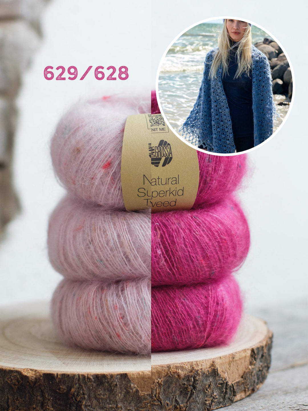 Häkelpaket Natural Superkid Tweed Tuch