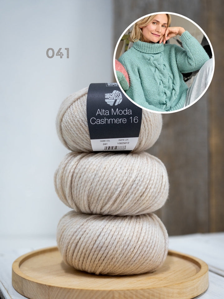 Strickpaket Alta Moda Cashmere 16 Zopfpullover