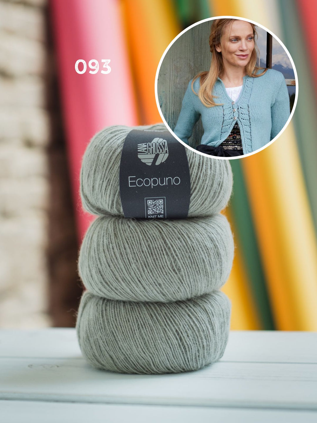 Strickpaket Ecopuno Jacke im Blättermuster