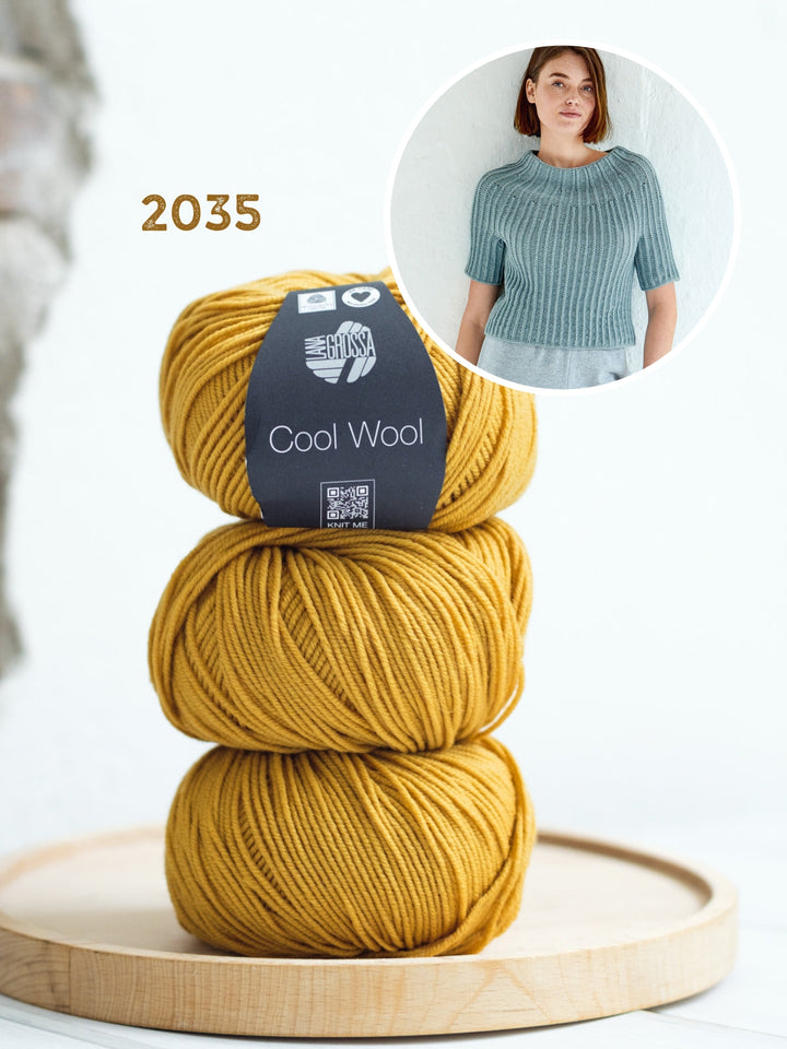 Strickpaket Cool Wool Pullover mit Rundpasse - kurze Ärmel