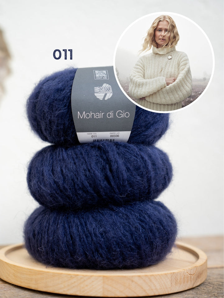 Strickpaket Mohair Di Gio Pullover mit Fledermausärmeln – Top-down