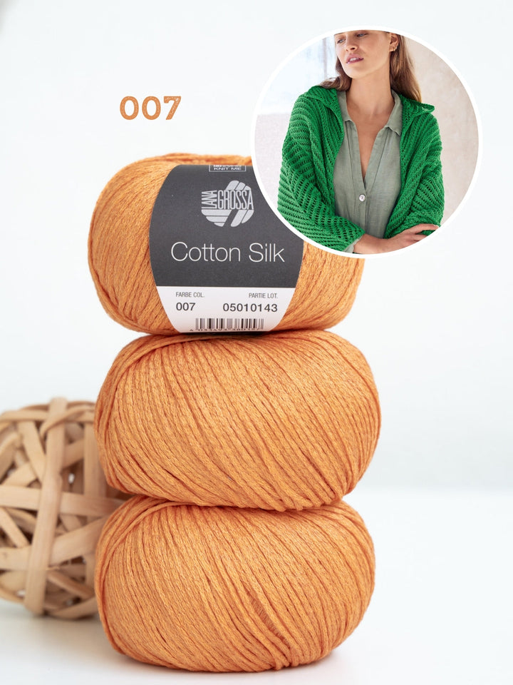 Strickpaket Cotton Silk Jacke mit Fischgrätmuster
