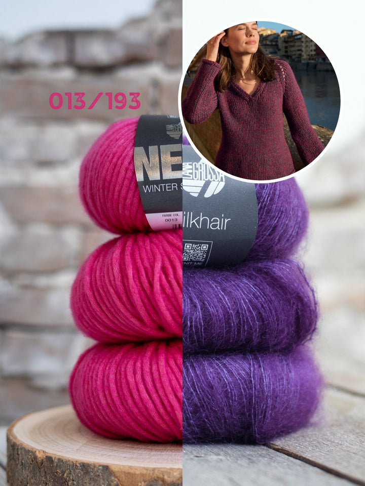 Strickpaket Winter Softness Silkhair V-Ausschnitt-Pullover