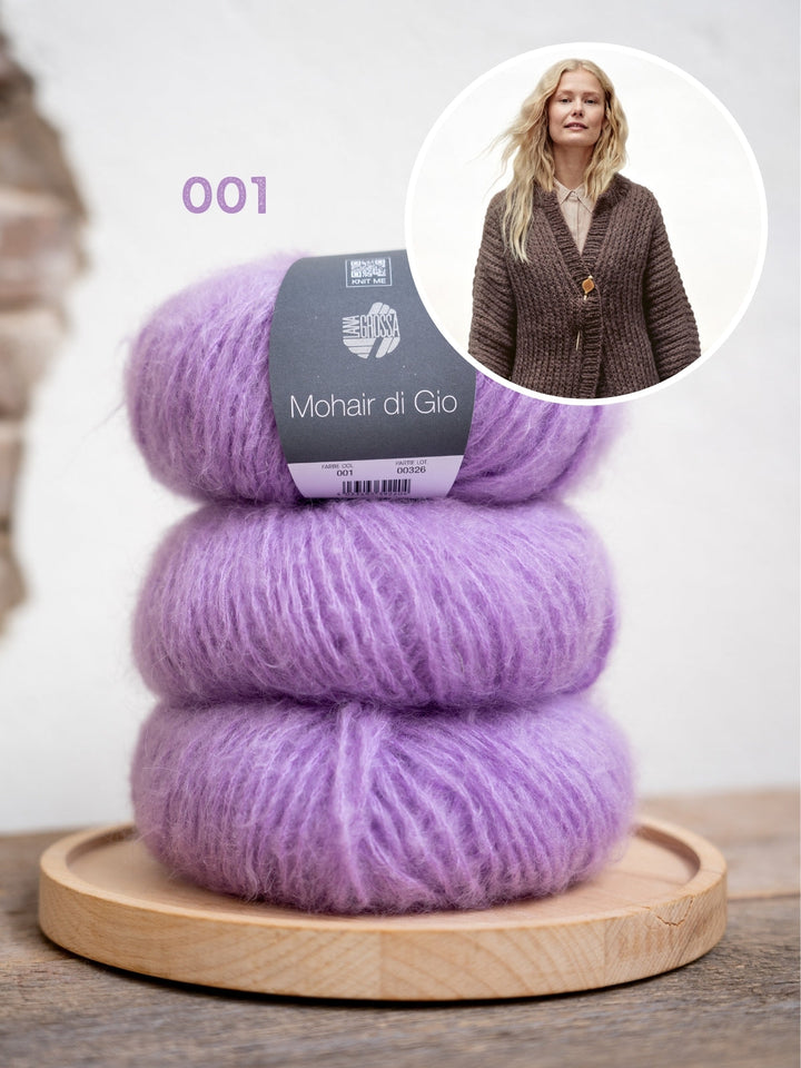 Strickpaket Mohair Di Gio Jacke im Halbpatent – Top-down