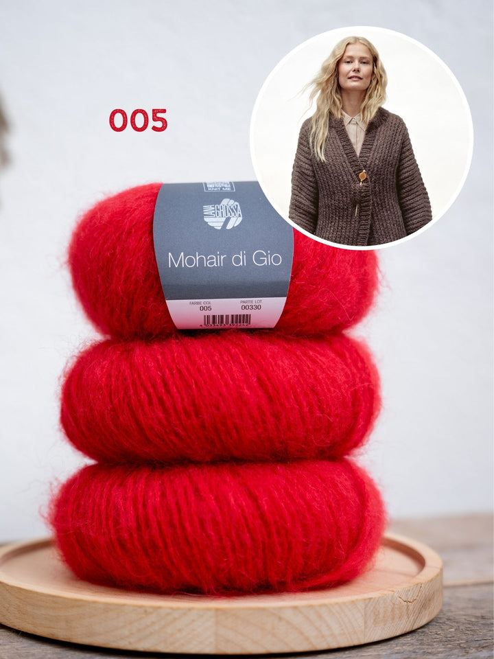 Strickpaket Mohair Di Gio Jacke im Halbpatent – Top-down