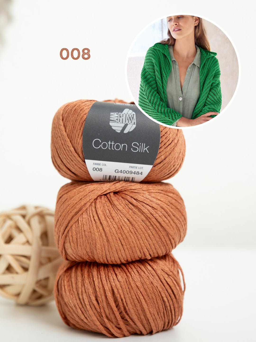 Strickpaket Cotton Silk Jacke mit Fischgrätmuster