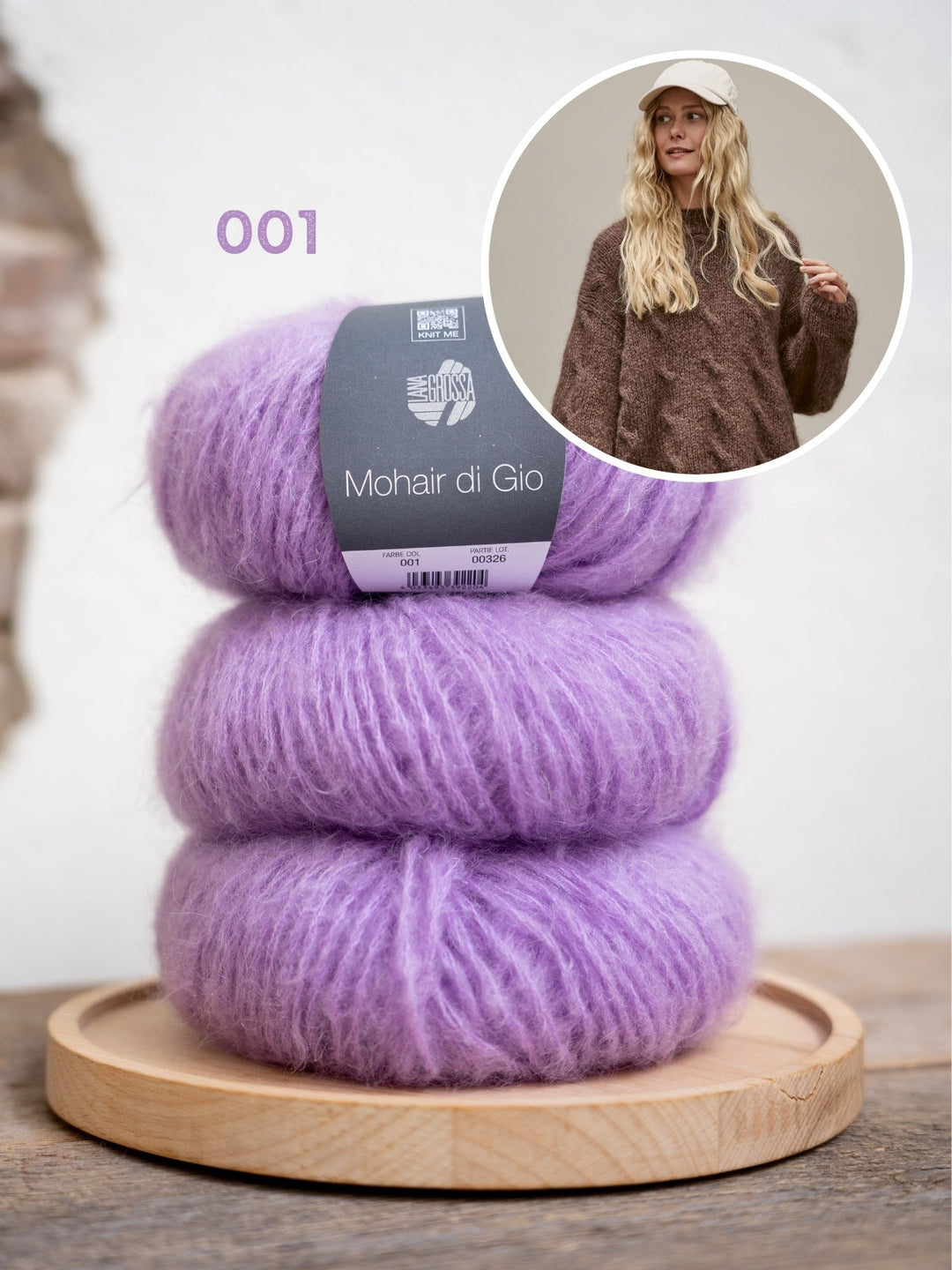 Strickpaket Mohair Di Gio Pullover mit Zöpfen