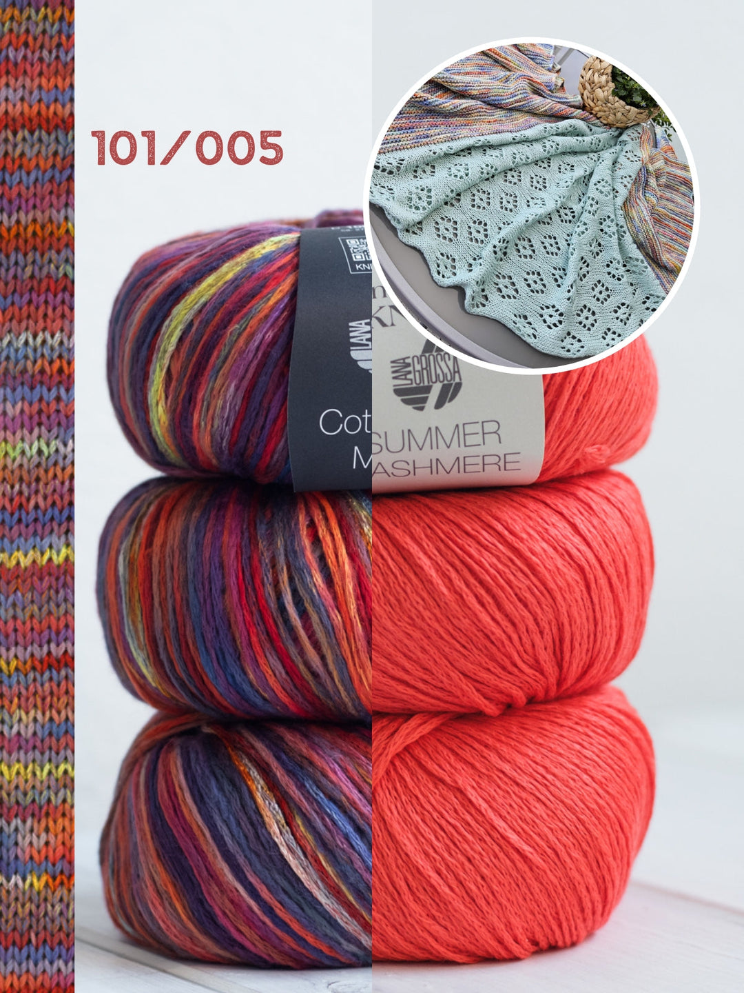 Strickpaket Lizas Tuch Spring Night - Cotonella Multi &amp; Summer Cashmere