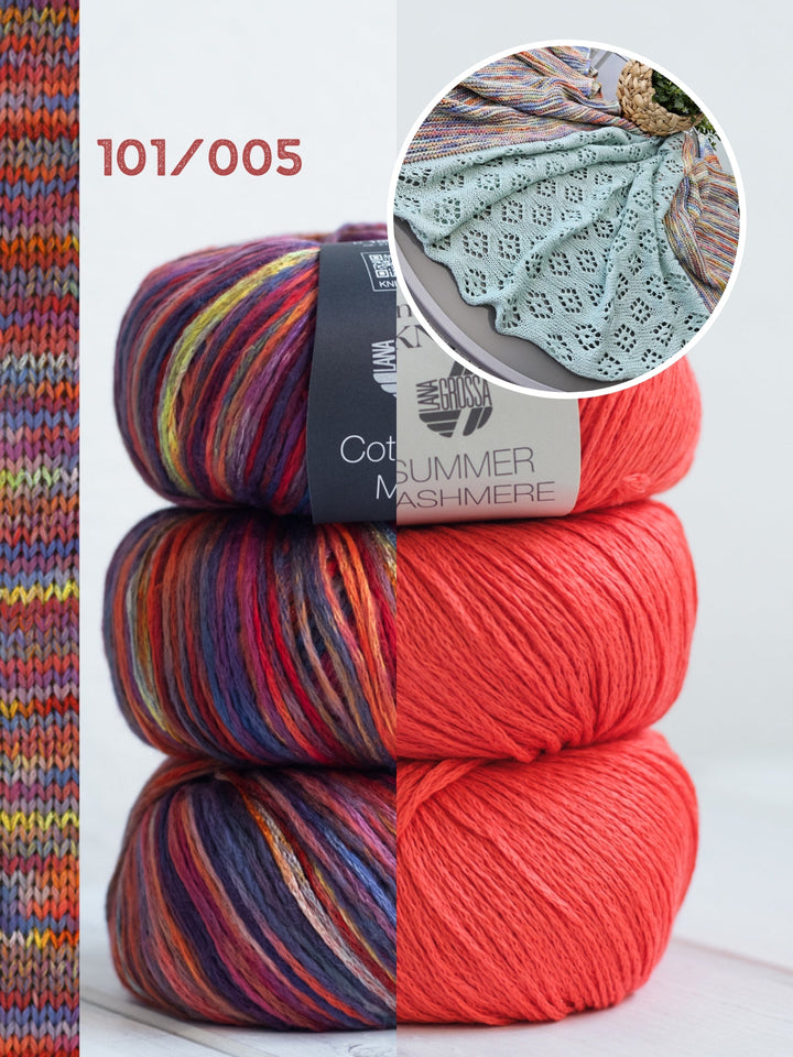 Strickpaket Lizas Tuch Spring Night - Cotonella Multi &amp; Summer Cashmere