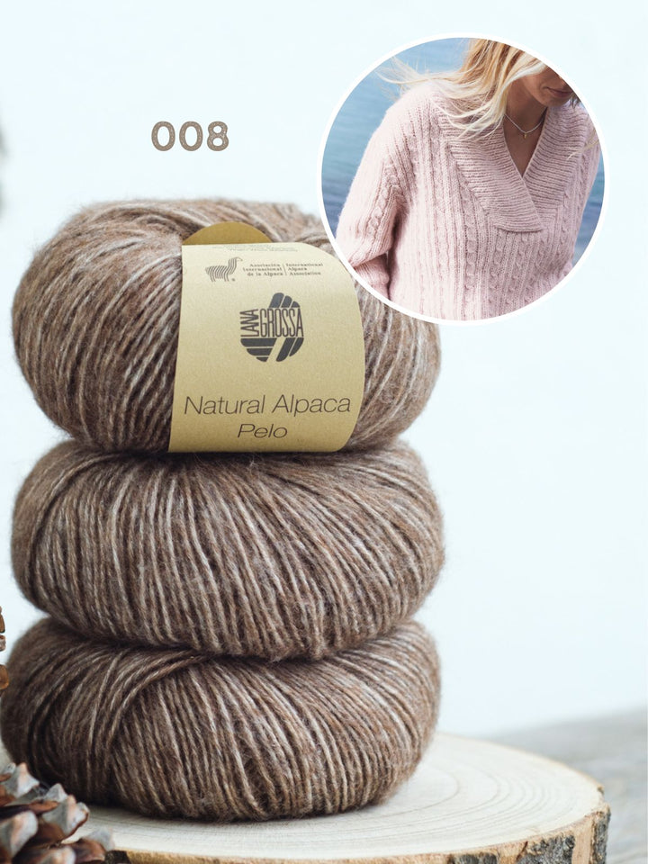 Strickpaket Natural Alpaca Pelo Top-Down Pullover
