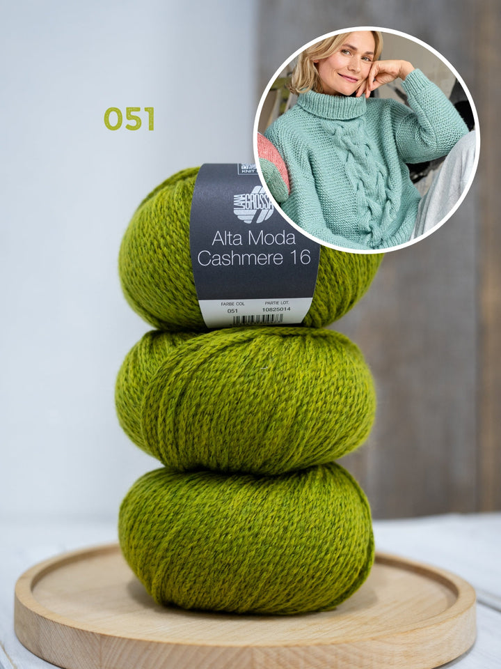 Strickpaket Alta Moda Cashmere 16 Zopfpullover