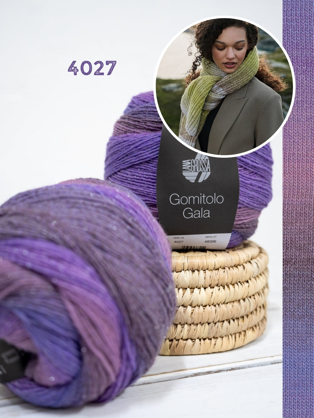 Strickpaket Gomitolo Gala Schal im Patentmuster