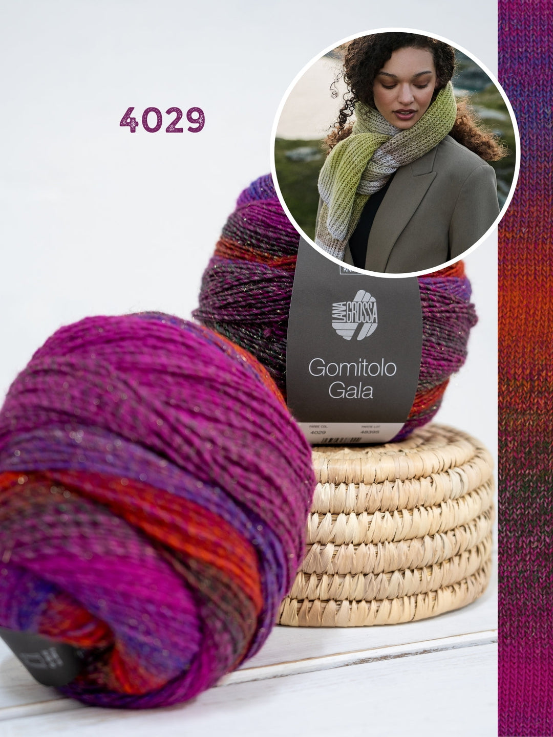 Strickpaket Gomitolo Gala Schal im Patentmuster