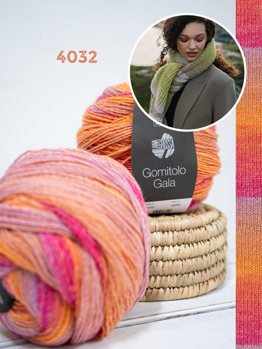 Strickpaket Gomitolo Gala Schal im Patentmuster