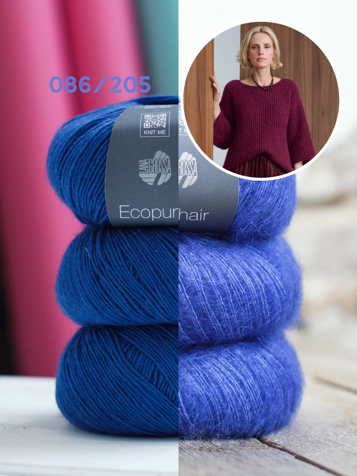 Strickpaket Ecopuno Silkhair Pullover im Patentmuster