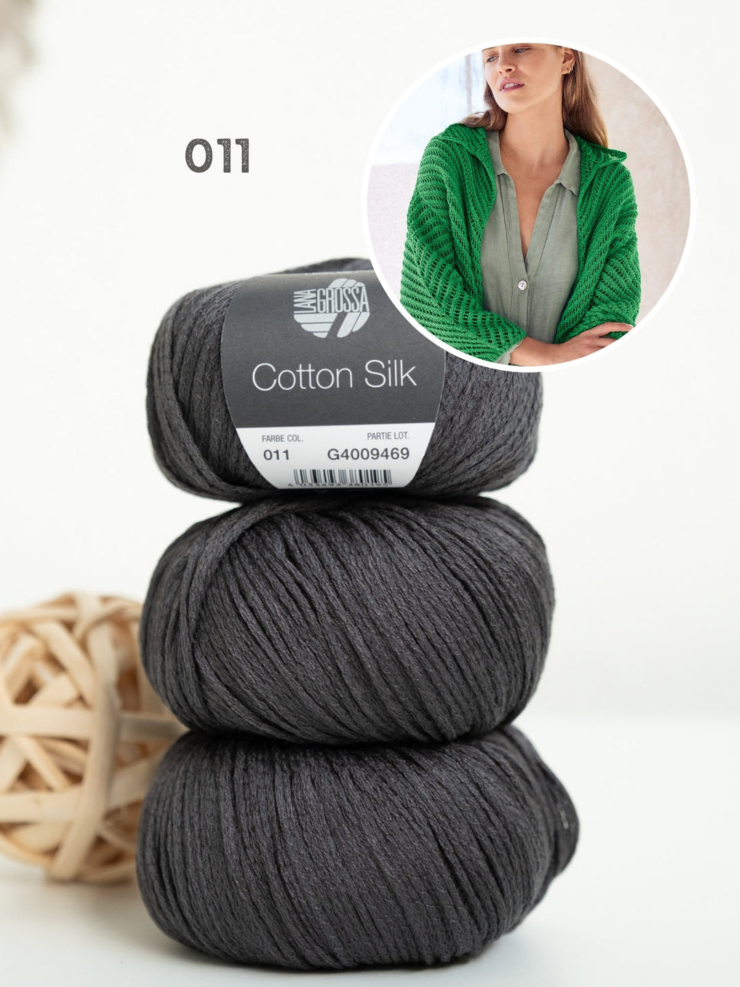 Strickpaket Cotton Silk Jacke mit Fischgrätmuster