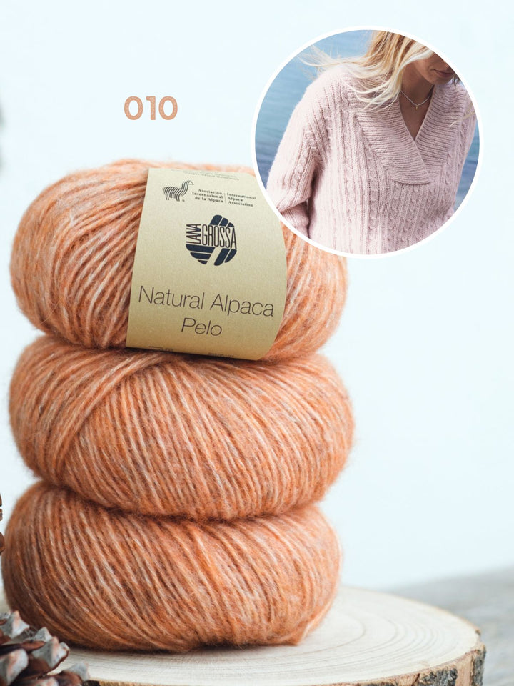 Strickpaket Natural Alpaca Pelo Top-Down Pullover