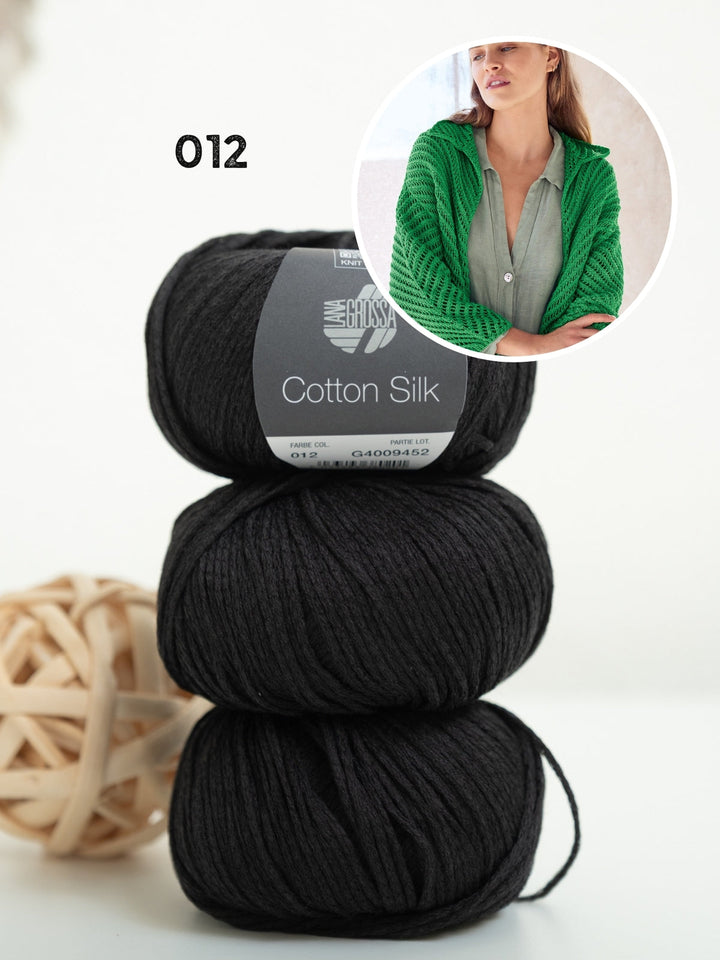 Strickpaket Cotton Silk Jacke mit Fischgrätmuster
