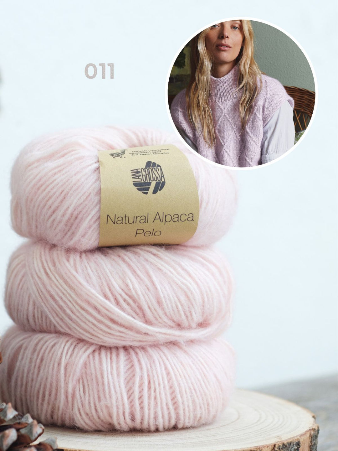 Strickpaket Natural Alpaca Pelo Rautenpullunder