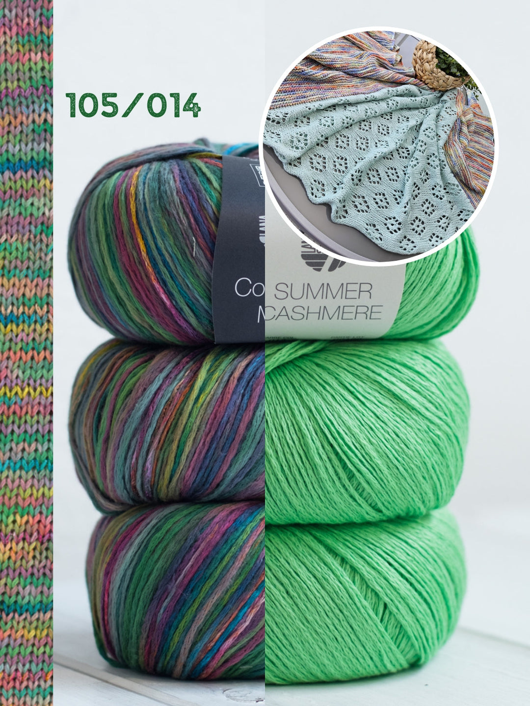 Strickpaket Lizas Tuch Spring Night - Cotonella Multi &amp; Summer Cashmere